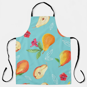 Delantal Frutos del jardín: Azul acuarela.
