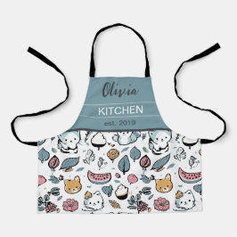 Delantal Frutos y gatos
