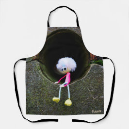 Delantal Fubby poppetje dat in een muur zit.