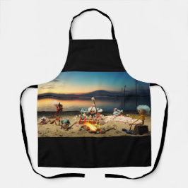 Delantal Fubby's bij kampvuur met marchmello's.