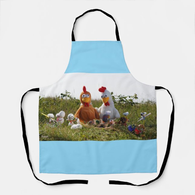 Delantal Fubby's die eieren verven van kippen, Vrolijk Pase (Anverso)
