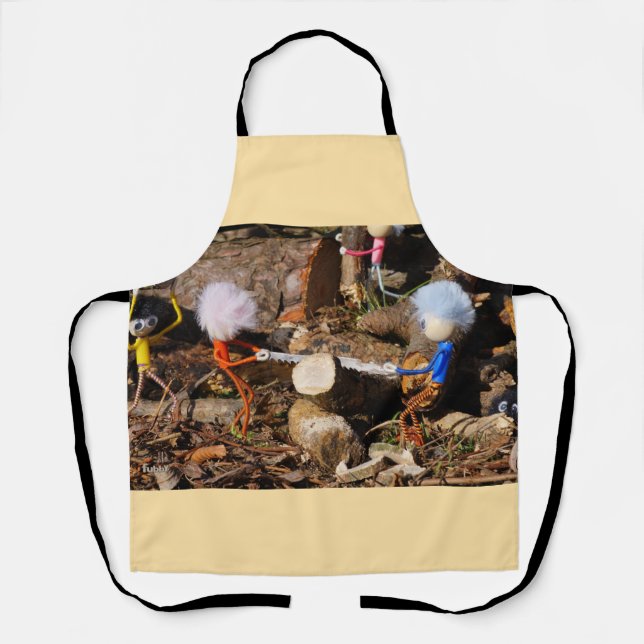 Delantal Fubby's die hout zagen. (Anverso)