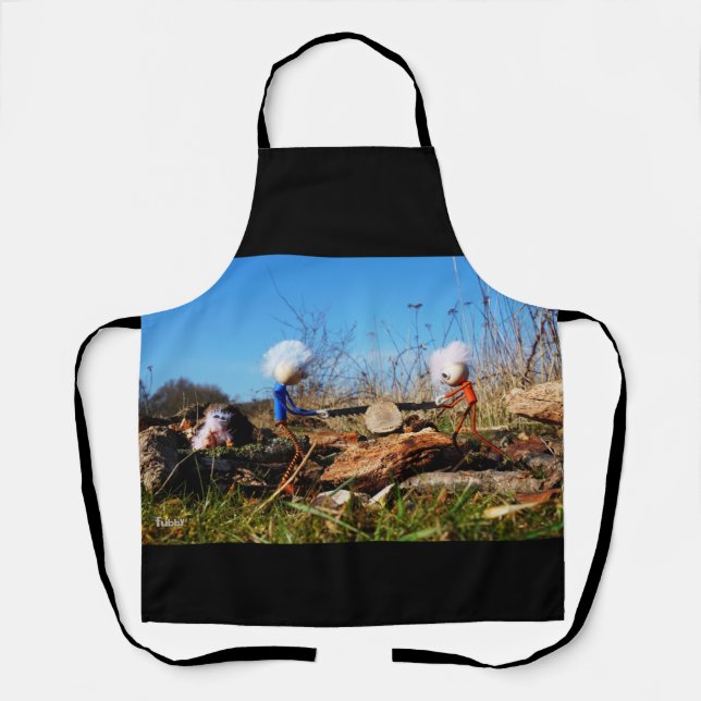 Delantal Fubby's die stam van boom doorzagen. (Anverso)