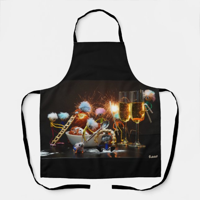 Delantal Fubby's met Jaarwisseling bij feestdagen. (Anverso)