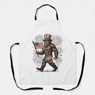 Delantal Fuegos Artificiales Patrióticos de Sasquatch Graba
