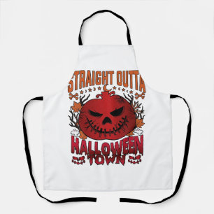 Delantal Fuera de Halloween Town Fantasmas de Calabaza Rojo