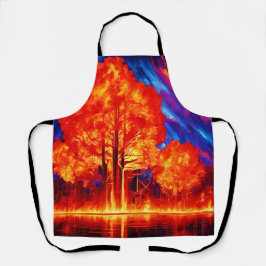 Delantal Fuerte incendio forestal en colores vivos