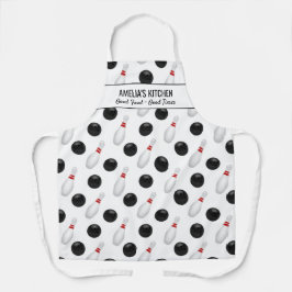 Delantal Fun Bowling Ball Pin Personalizado Chef Bowler Nom