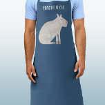 Delantal Fun Capybara Personalizado<br><div class="desc">Un divertido capibara acuarela sobre un fondo verde verde azulado para los amantes de los animales y de la fauna. Arte original de Nic Squirrell. Cambie o quite el nombre que desea personalizar.</div>