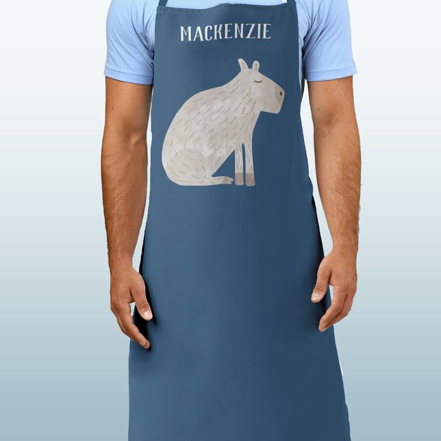 Delantal Fun Capybara Personalizado (Fun capybara personalized custom name apron for animal and wildlife lovers)