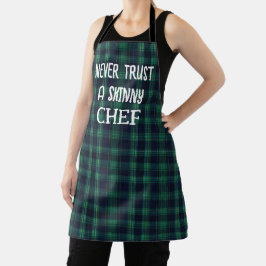 Delantal Fun Chef Quote On Green and Blue Tartan Plaid