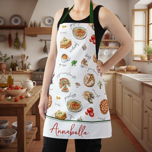 Delantal Fun Italian Food Lover Kitchen Script (Subido por el creador)
