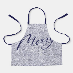 Delantal Fun moderno Doodle azul Feliz Navidad