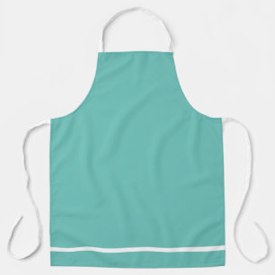 Delantal Fun Retro Aqua Bloque de color Single White Hem St