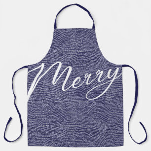 Delantal Fun simple Doodle azul Feliz Navidad