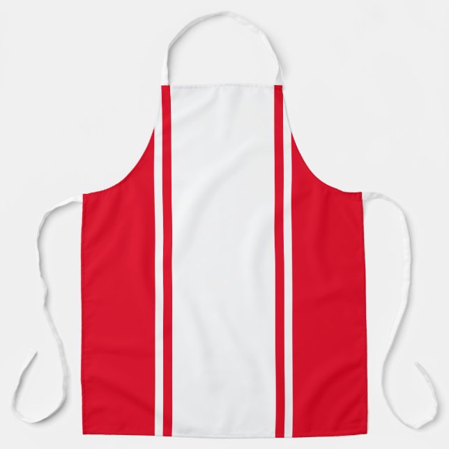 Delantal Fun Sporty Wide White Brillante Carreras Roja (Anverso)