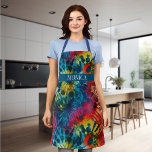 Delantal Fun Tie Dye Pattern Monogram Colorful<br><div class="desc">This design may be personalized by choosing the customize option to add text or make other changes. If this product has the option to transfer the design to another item, please make sure to adjust the design to fit if needed. Contact me at colorflowcreations@gmail.com if you wish to have this...</div>