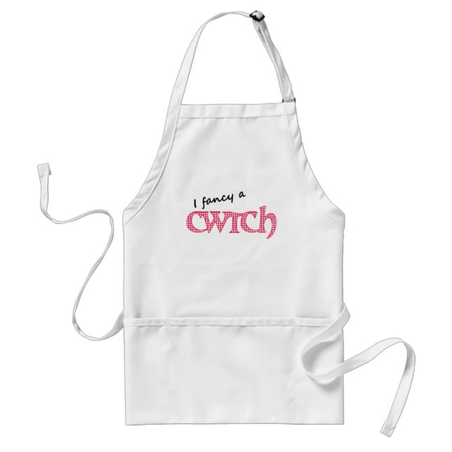 Delantal Fun Welsh Cwtch Apron, Red Check Gingham (Frente)