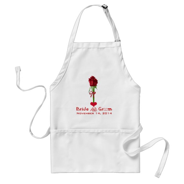 Delantal Funky Fonts Red Roses Boda Apron (Frente)