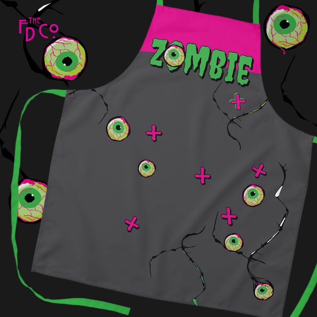 Delantal Funky Zombie Eyeball Poppin’ Funny (Subido por el creador)
