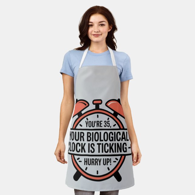 Delantal Funny 35th Birthday– Biological Clock Ticking (Gastado)