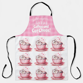 Delantal Funny Adorable Cat Coffee Todo-Over Print Apron