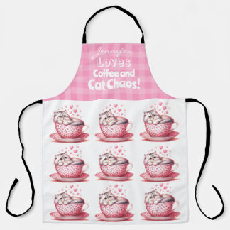 Delantal Funny Adorable Cat Coffee Todo-Over Print Apron