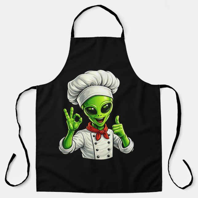 Delantal Funny Alien Chef Design Cute Space Cook With Chef (Anverso)