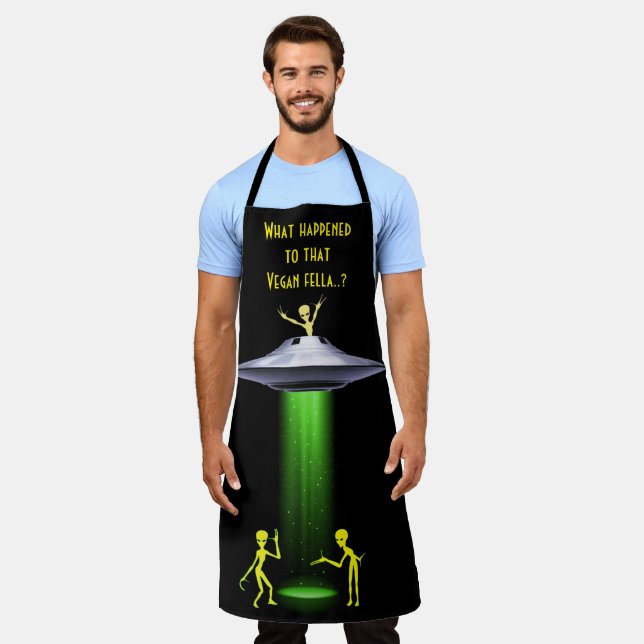 Delantal Funny Alien 🛸 Vegan Humor BBQ (Gastado)