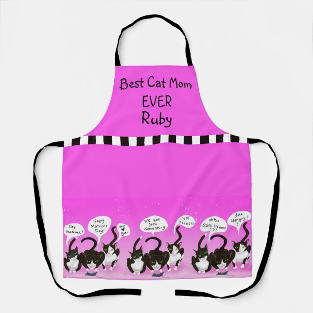 Delantal Funny Apron del Día de la Madre de los Gatos - Mej (Anverso)