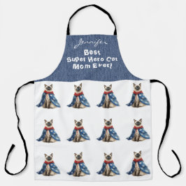 Delantal Funny Apron Imprimido De Super Hero Gato Siamés
