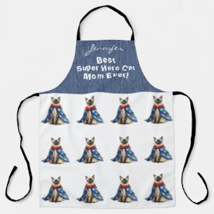 Delantal Funny Apron Imprimido De Super Hero Gato Siamés