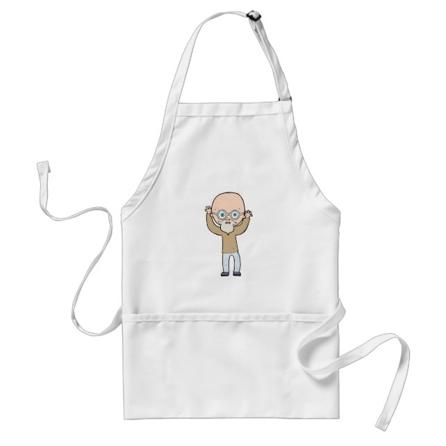 Delantal Funny Bald Quirky Old Man with Beard (Frente)
