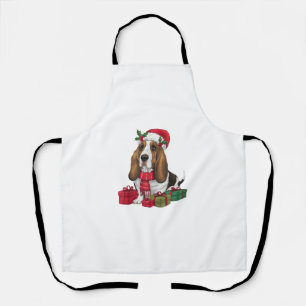 Delantal Funny Basset Hound Dog Navidades Traje a Santa Hat