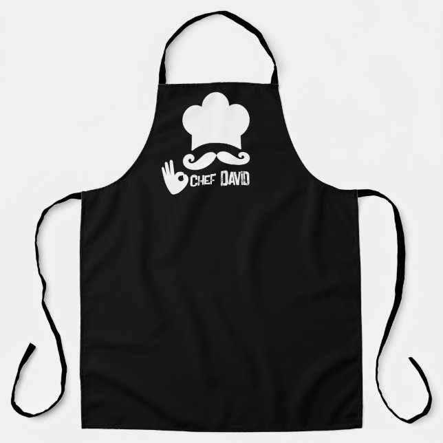 Delantal Funny Black Mustache Personalizado (Anverso)