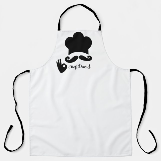 Delantal Funny Black Mustache Personalizado (Anverso)