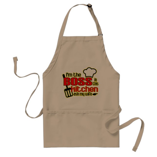 Delantal Funny BOSS en la cocina (Frente)