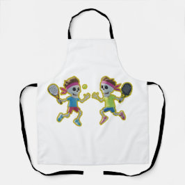 Delantal Funny Cartoon Skeletons Playing Padel Tennis – 3D 