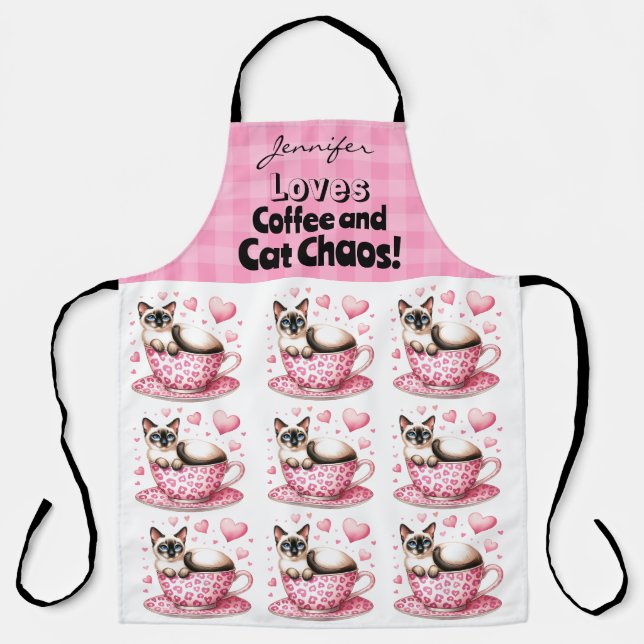 Delantal Funny Cat Coffee All-Over Print Apron (Anverso)