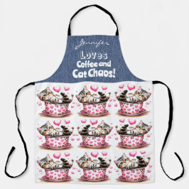 Delantal Funny Cat Coffee Apron Impresión de todo tipo