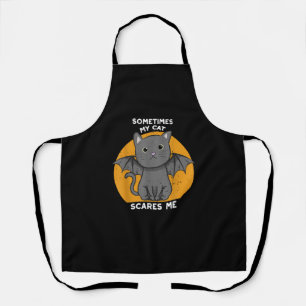 Delantal Funny Cat Kitten Halloween Diseño Para Gato Loco L