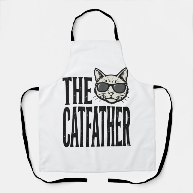 Delantal Funny Catfather Vintage Cat Quote Graphic Shirt_1 (Anverso)