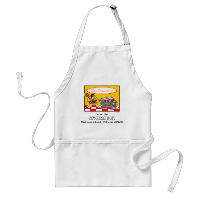 Delantal Funny Caveman Diet Meat Lover Personalizado Art BB (Frente)