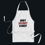 Delantal Funny Chef Hot Hubby, hombres asando Apron<br><div class="desc">Gracioso Chef Hot Hubby Mens Grilling Apron Sorprenda a su marido con un diseño fresco de barbeque de manzana y lo hace sentir extra especial! "Chef caliente de marihuana" en una tipografía negra y burdeos, atrevida y angustiada. Disponible en diferentes colores y longitudes. Plantilla disponible si desea personalizar con su...</div>