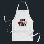 Delantal Funny Chef Hot Hubby, hombres asando Apron<br><div class="desc">Gracioso Chef Hot Hubby Mens Grilling Apron Sorprenda a su marido con un diseño fresco de barbeque de manzana y lo hace sentir extra especial! "Chef caliente de marihuana" en una tipografía negra y burdeos, atrevida y angustiada. Disponible en diferentes colores y longitudes. Plantilla disponible si desea personalizar con su...</div>