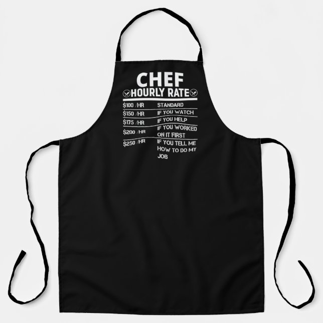Delantal Funny Chef Hourrate Black Apron (Anverso)