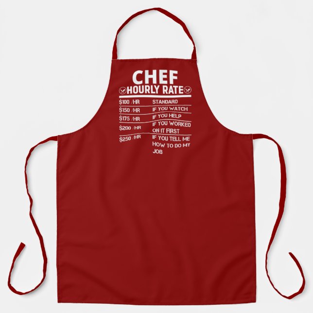 Delantal Funny Chef Hourrate Dark Red Apron (Anverso)
