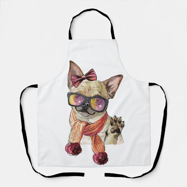 Delantal Funny Chihuahua Dog Apron (Anverso)