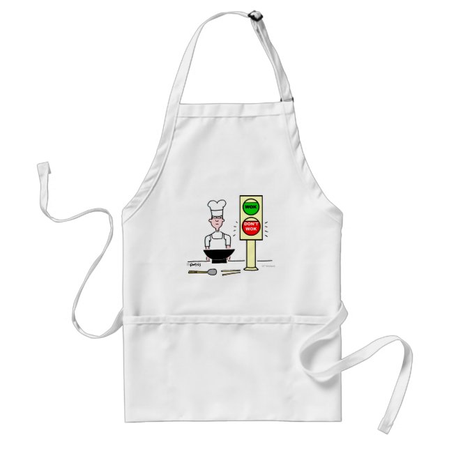 Delantal Funny Chinese Food Stir Fry Wok Cartoon Art (Frente)