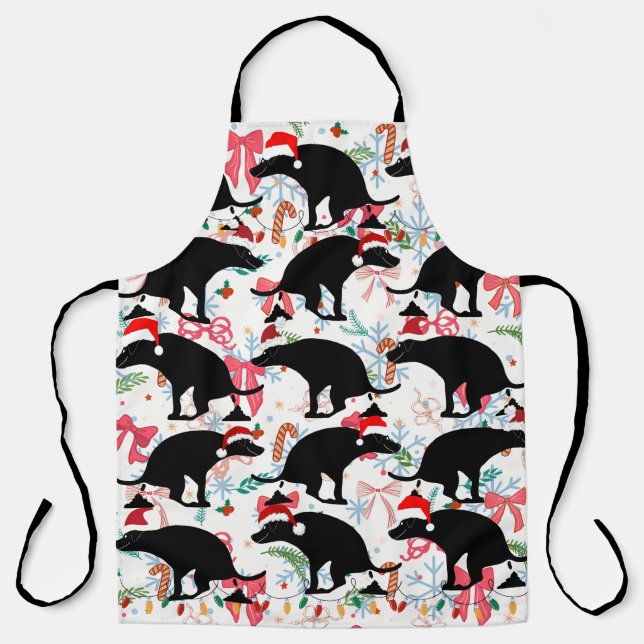 Delantal Funny Christmas Pooping Dogs Holiday Cooking  (Anverso)